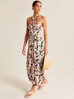Abercrombie & Fitch Halter Floral Maxi Dress Women's Sz M